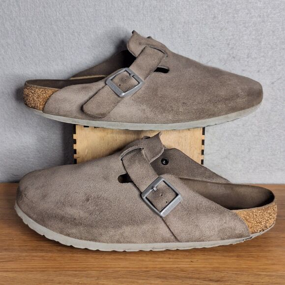Birkenstock Boston Unisex 41 EU Taupe Suede Clogs Slip On Comfort Shoes - Picture 4 of 16